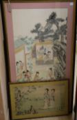 A large Chinese painting on silk and another