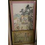 A large Chinese painting on silk and another