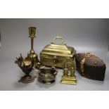 Indian metalware including casket, 16.5cm, and incense burner etc.