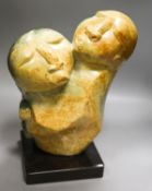 South African soapstone figural carving, mother and child38cm