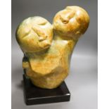 South African soapstone figural carving, mother and child38cm