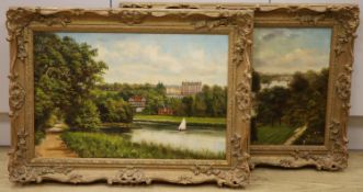 J. Lewis, pair of oils on canvas, Views of Richmond, signed, 40 x 60cm.