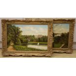 J. Lewis, pair of oils on canvas, Views of Richmond, signed, 40 x 60cm.
