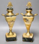 A pair of ormolu-mounted marble mantle ornaments32cm