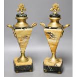 A pair of ormolu-mounted marble mantle ornaments32cm