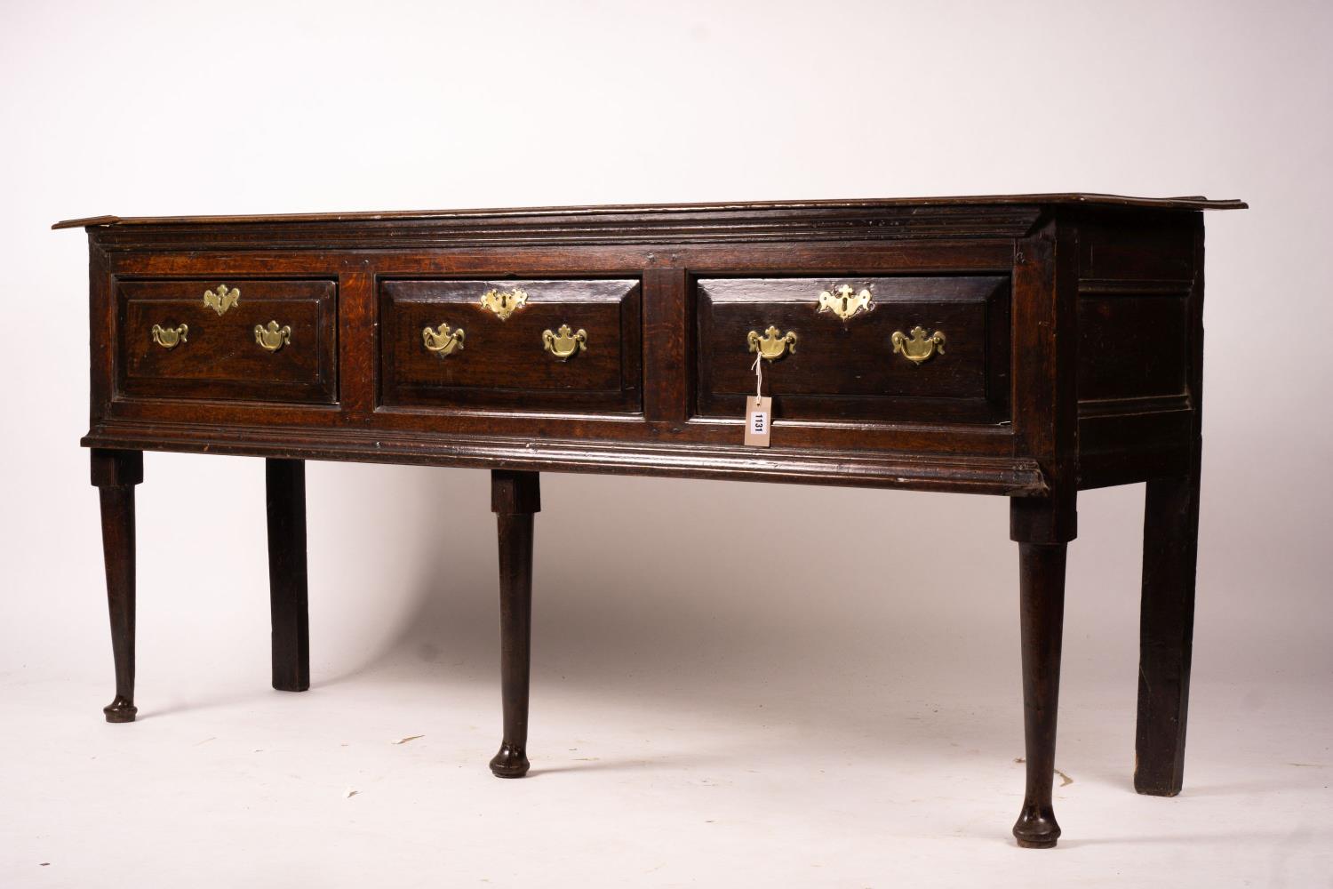 An 18th century oak low dresser on pole turned legs and pad feet, length 198cm, depth 53cm, height - Image 2 of 16