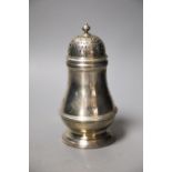 A George VI silver baluster sugar caster, London, 1937, 15.4cm, 8oz.