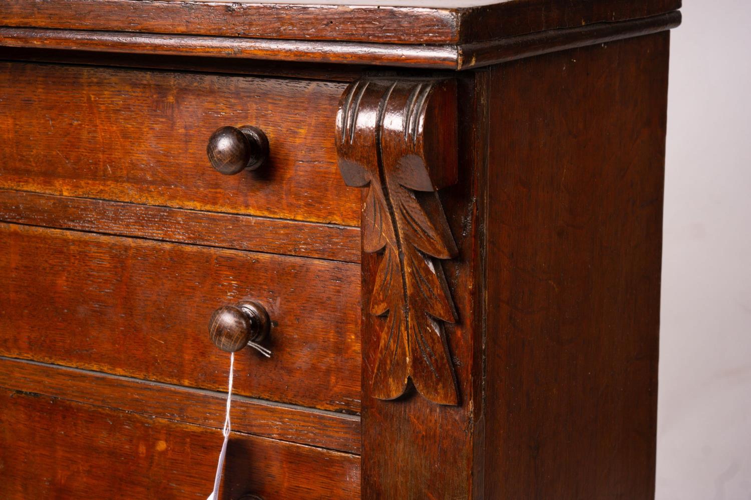 A late Victorian oak Wellington chest, width 51cm, depth 34cm, height 100cm - Image 5 of 6