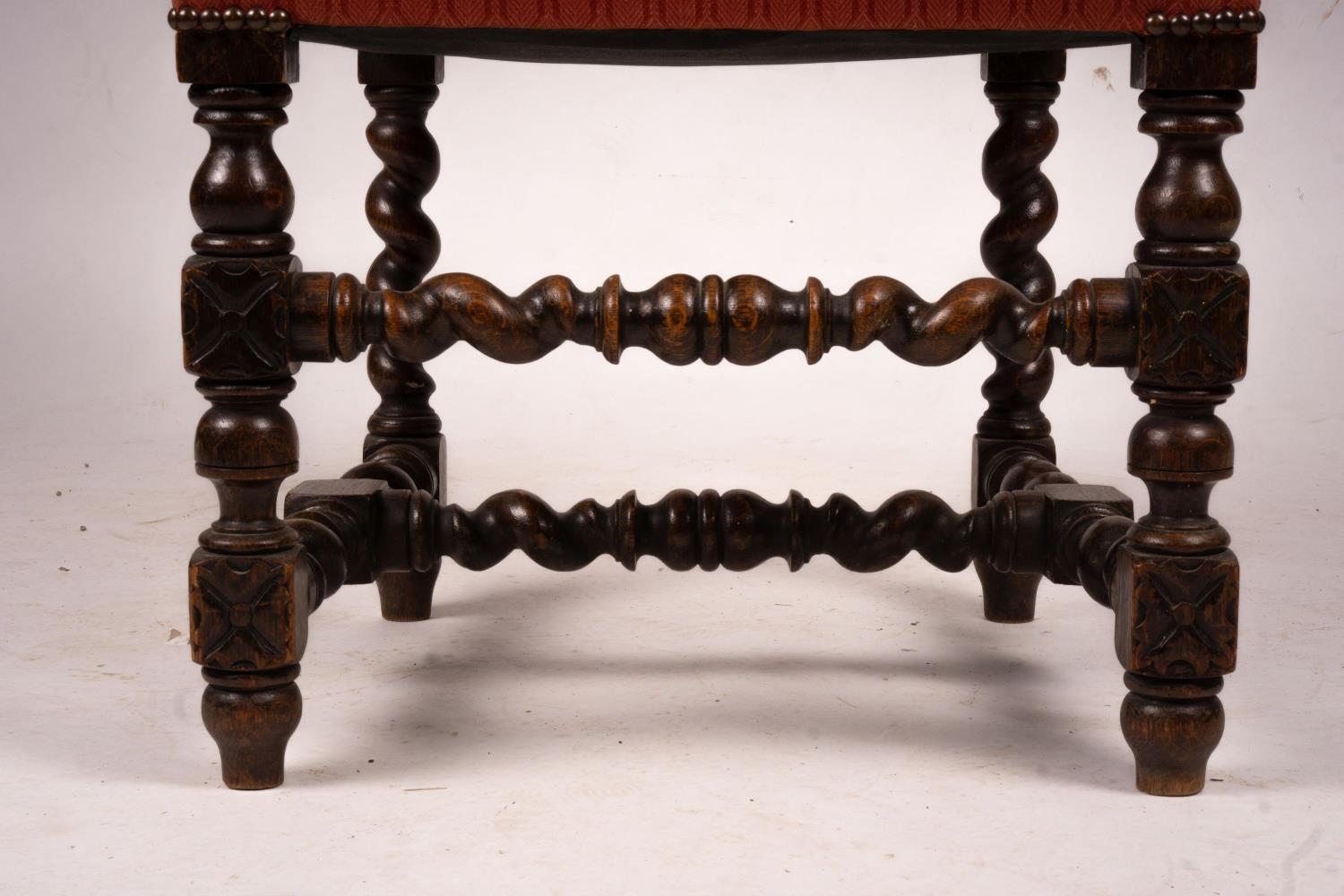 A set of four late 19th century Flemish oak barley twist dining chairs - Image 5 of 6