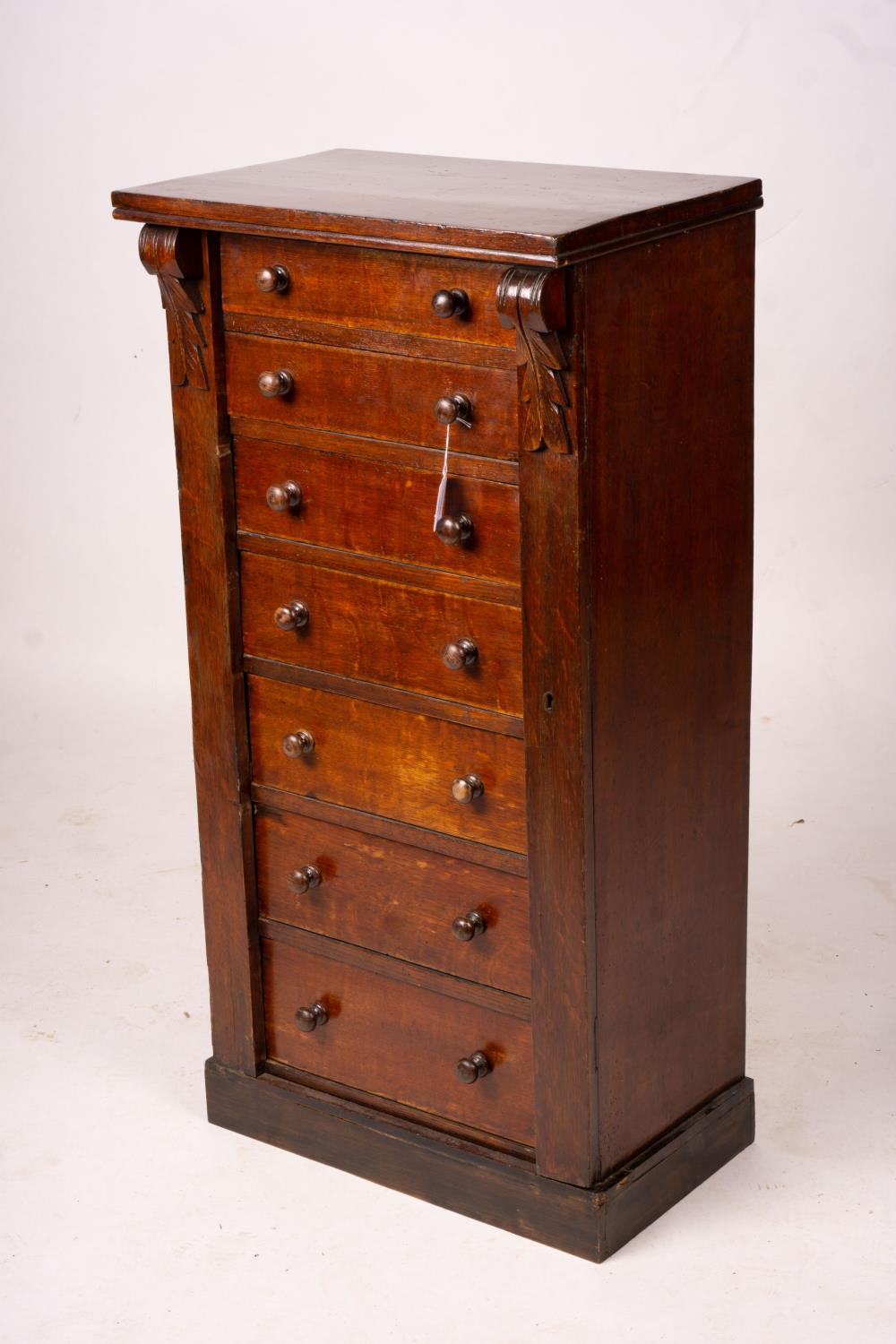 A late Victorian oak Wellington chest, width 51cm, depth 34cm, height 100cm - Image 2 of 6