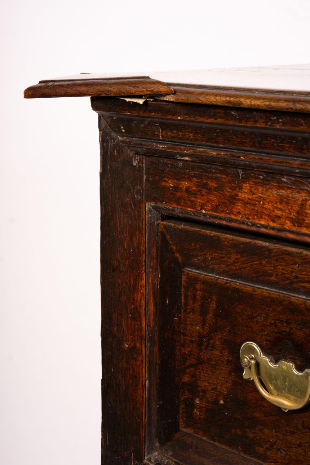 An 18th century oak low dresser on pole turned legs and pad feet, length 198cm, depth 53cm, height - Image 11 of 16