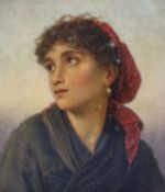 19th Century English SchoolPortrait of a gypsy girlOil on canvas34 x 29cm.