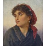 19th Century English SchoolPortrait of a gypsy girlOil on canvas34 x 29cm.