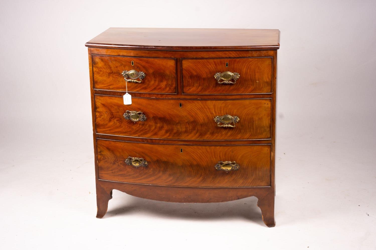 A Regency mahogany bow fronted chest, width 90cm, depth 50cm, height 90cm - Image 4 of 8