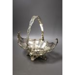 A George V pierced silver oval fruit basket, Josiah William & Co, London, 1920, length 25.5cm,