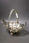 A George V pierced silver oval fruit basket, Josiah William & Co, London, 1920, length 25.5cm,