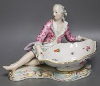 A 19th century Meissen figural sweetmeat dish, incised number 286330cm