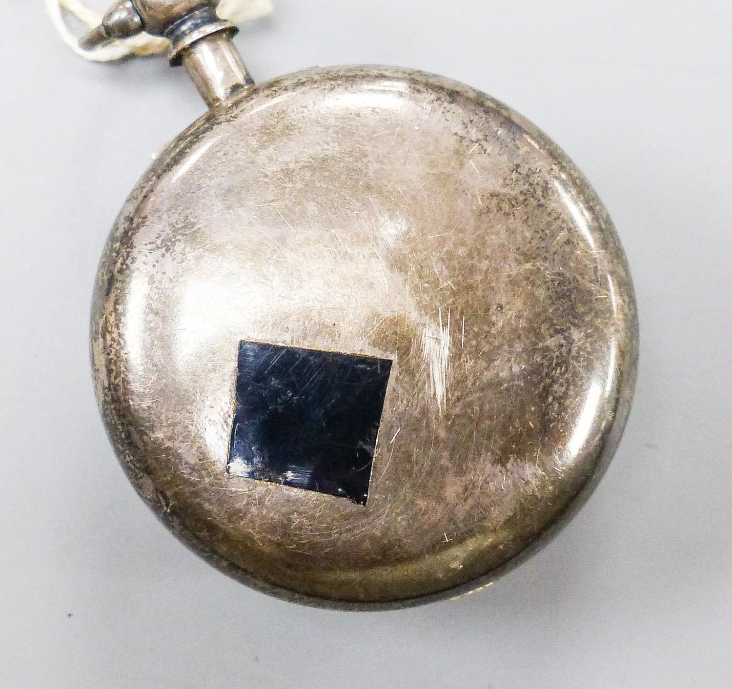 A Victorian silver keywind verge pocket watch movement marked Mathew, Uckfield, (outer case - Image 2 of 5