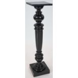 A Victorian ebonised pedestal, height 109cm
