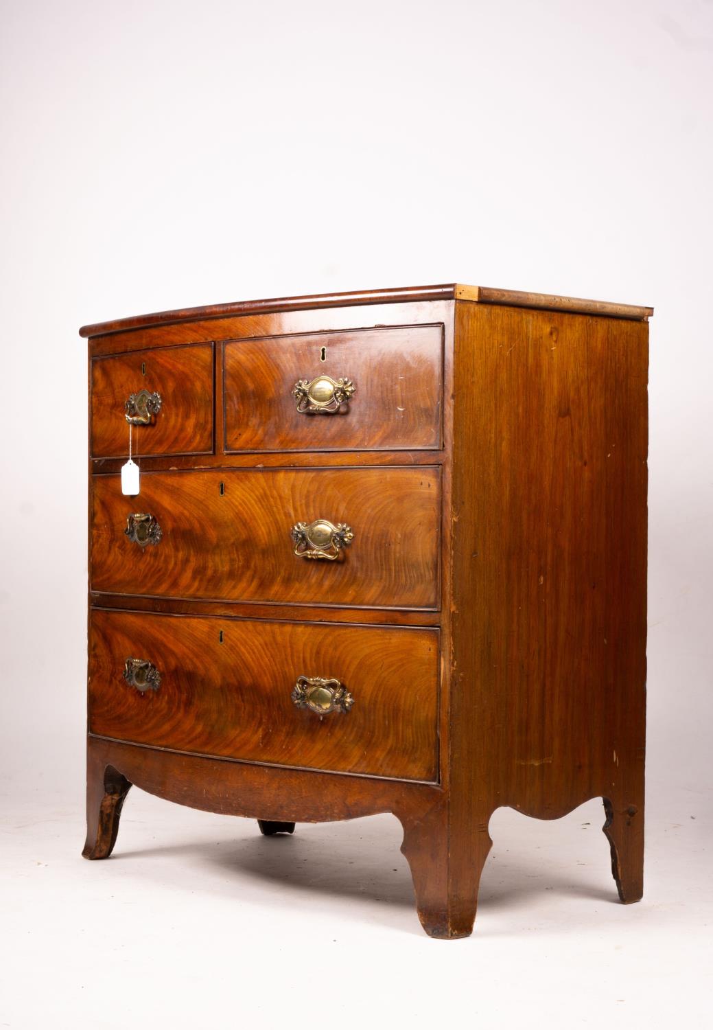 A Regency mahogany bow fronted chest, width 90cm, depth 50cm, height 90cm - Image 3 of 8