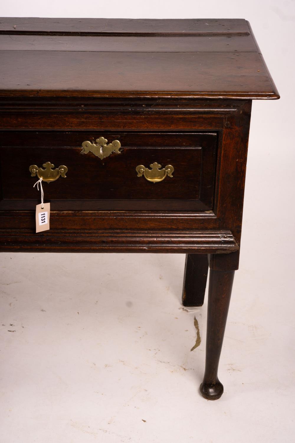 An 18th century oak low dresser on pole turned legs and pad feet, length 198cm, depth 53cm, height - Image 14 of 16