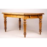 A Victorian rectangular pine two drawer kitchen table, width 138cm, depth 90cm, height 73cm