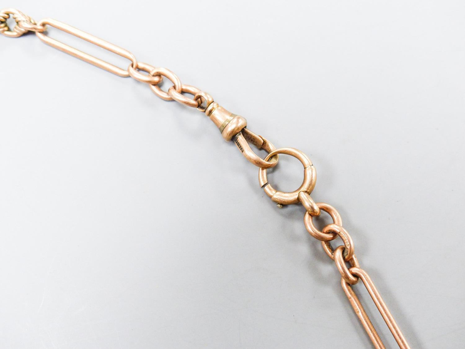 A 9ct rose gold albert, 47cm, 33 grams. - Image 3 of 3