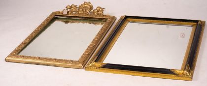 A 19th century French gilt gesso wall mirror, width 64cm, height 116cm together with a modern larger