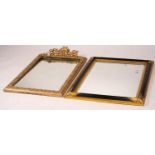 A 19th century French gilt gesso wall mirror, width 64cm, height 116cm together with a modern larger