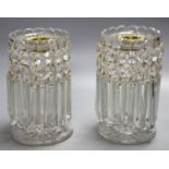 A pair of 19th century cut glass table lustres18cm