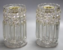 A pair of 19th century cut glass table lustres18cm