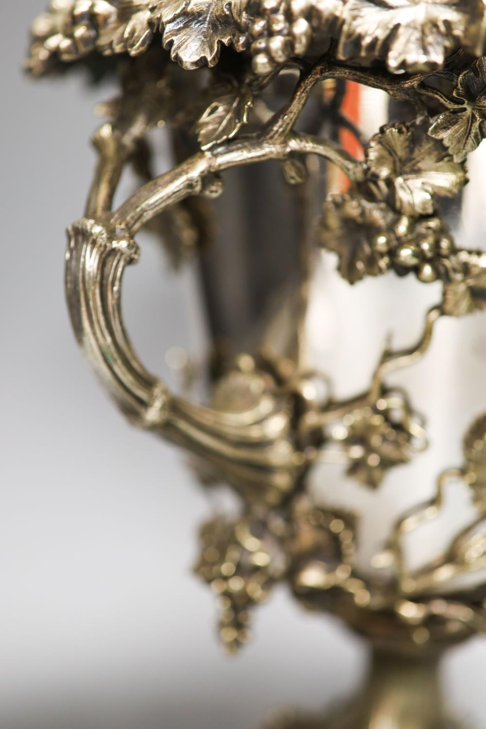 A Victorian campana shaped plated wine cooler, cast with fruiting vines28cm - Image 5 of 5