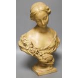 A cream painted terracotta bust of a lady33cm