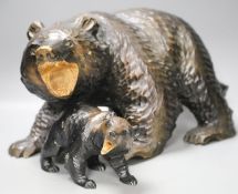 Two Black forest style carved wood bears40cm