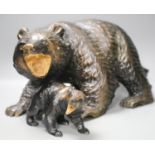 Two Black forest style carved wood bears40cm