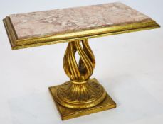 A Louis XVI style carved giltwood rectangular marble topped table, width 64cm, depth 37cm, height
