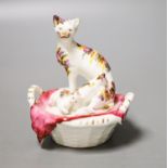 A Staffordshire porcelain group of a cat and kittens in a basket, c.1835-50Provenance - Dennis G.