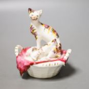 A Staffordshire porcelain group of a cat and kittens in a basket, c.1835-50Provenance - Dennis G.