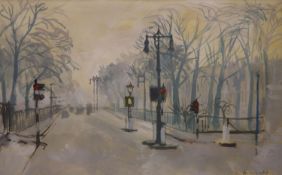 A.Wright, watercolour and gouache, Eaton Square, Belgravia, signed, 21 x 34cm.