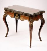 A 19th century Boulle folding card table, width 94cm, depth 46cm, height 74cm