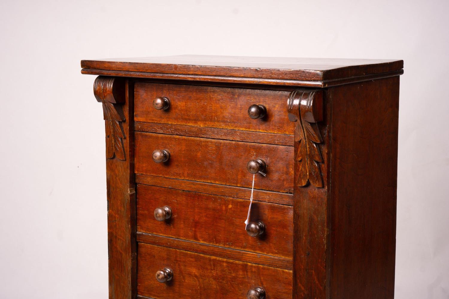 A late Victorian oak Wellington chest, width 51cm, depth 34cm, height 100cm - Image 3 of 6