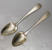 A pair of George IV silver Old English pattern tablespoons, William Bateman, London, 1822, 22cm, 4.