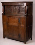 An early 18th century oak court cupboard, width 128cm, depth 59cm, height 172cm