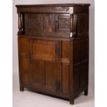 An early 18th century oak court cupboard, width 128cm, depth 59cm, height 172cm