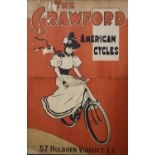 'The Crawford American Cycles' poster c.1900, printed by Hazell, Watson and Viney, 145 x 96cm.
