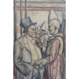 § Clifford Hall (1904-1973)Ringmaster and ClownPastel on paperSigned and dated 1961-275 x 50cm.
