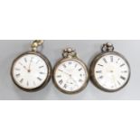 Three 18th/19th century silver pair cased keywind verge pocket watches, including Newland, London.