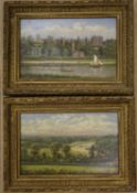 G.Cook, pair of oils on canvas, Boating on the Thames, signed, 14 x 22cm.