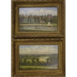 G.Cook, pair of oils on canvas, Boating on the Thames, signed, 14 x 22cm.