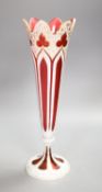 A Bohemian overlaid ruby glass vase,31cm